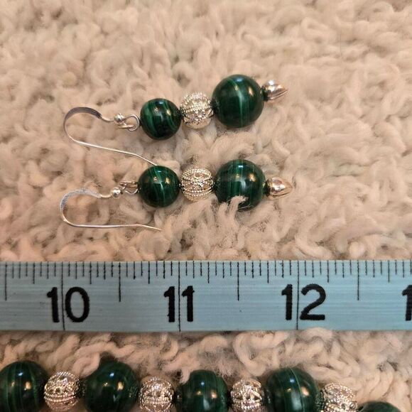 NEW Malachite & Sterling Silver Necklace Set 3 piece - Picture 10 of 11